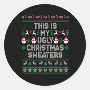 Sticker Rond C'est mon trop chaud pour un pull de Noël moche