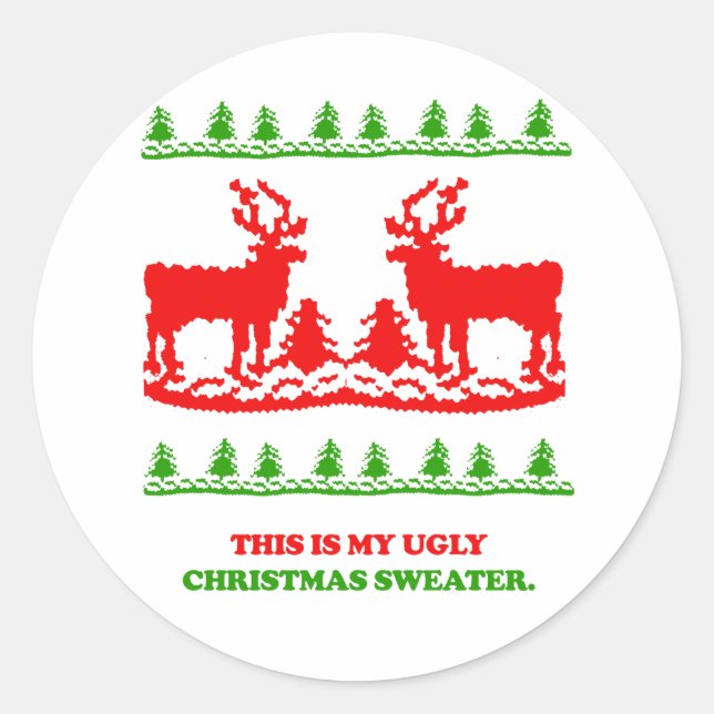 Sticker Rond C'est mon vilain pull de Noël (Devant)