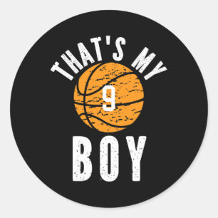 Sticker Rond C'est My Boy Jersey Numéro 9 Vintage Basketball