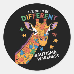 Sticker Rond C'Est Ok D'Être Un Peu Différent Autisme De Giraff