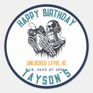 Sticker Rond C'est parti pour Skull – Anniversaire de jeu vidé