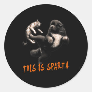 Sticker Rond C'Est Sparta - Chien Vs Chat