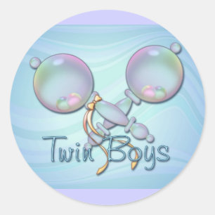 Sticker Rond C'EST TWIN GARÇONS BABY RATTLE par SHARON SHARPE