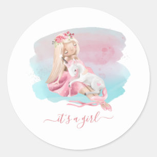 Sticker Rond C'est un Baby shower Ballerina magnifique fille