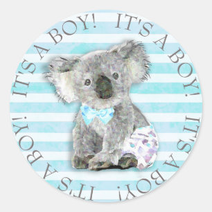 Sticker Rond C'est un Baby shower bleu de Boy Cute Koala Bear