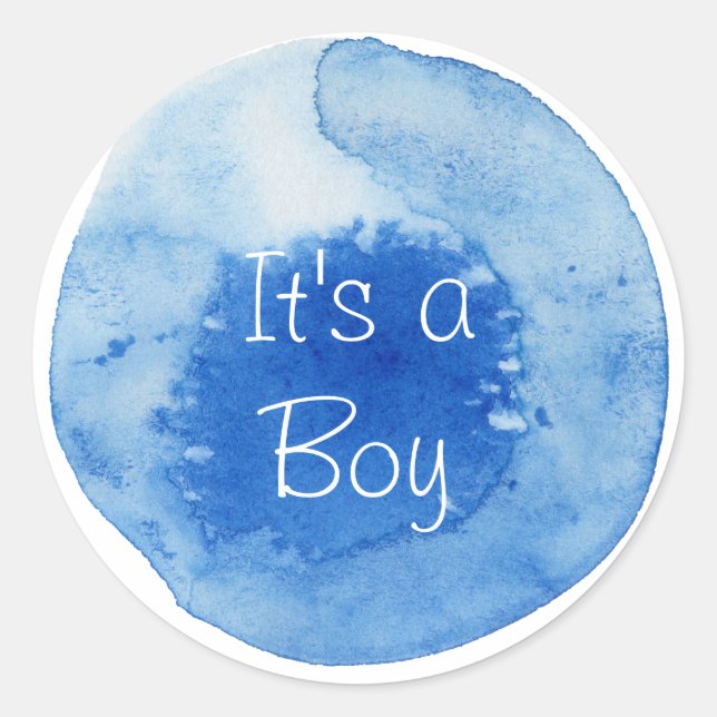 Sticker Rond C'est un Baby shower d'aquarelle pour garçon (Devant)