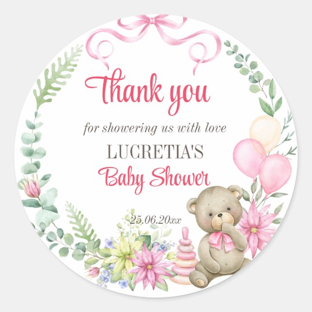 Sticker Rond C'est un baby shower de couronnes florales de fill (Devant)