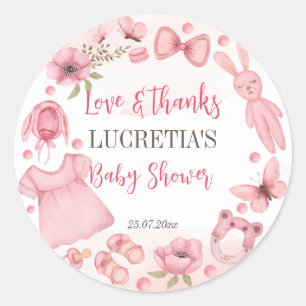 Sticker Rond C'est un baby shower de fille merci