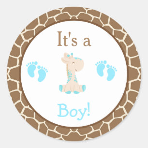 Sticker Rond C'est un Baby shower de Giraffe Garçon