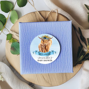 Sticker Rond C'est un Baby shower de vache de Boy Blue Highland