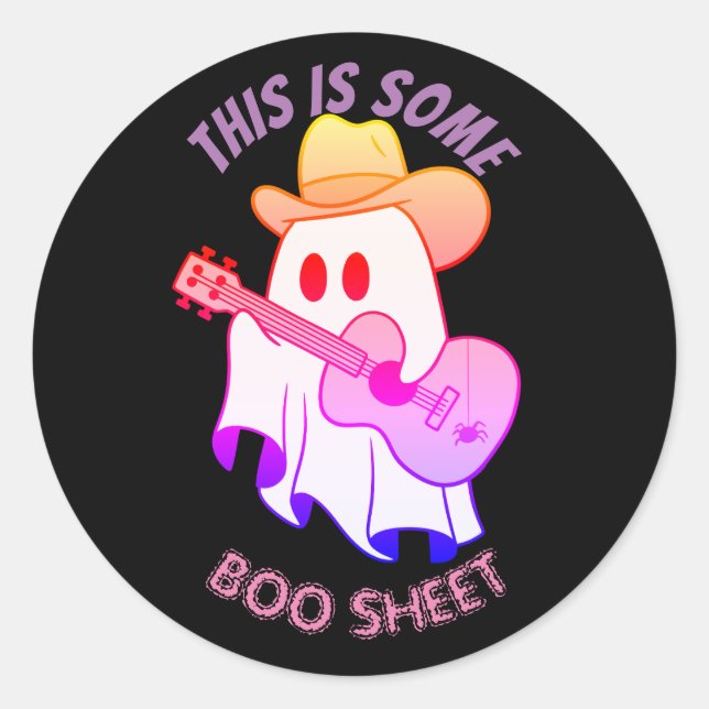 Sticker Rond C'EST UN BOO SHEET, mignon fantôme (Devant)
