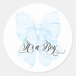 Sticker Rond C'est un Boy Blue Bow Moderne Baby shower élégant