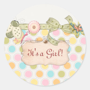 Sticker Rond C'est un cadeau de BABY SHOWER Whimsey Girls
