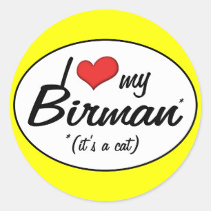 Sticker Rond C'est un chat ! J'Aime Mon Birman