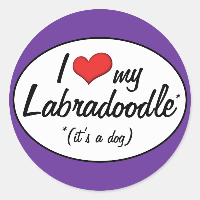 Sticker Rond C'est un chien ! J'Aime Mon Labradoodle (Devant)