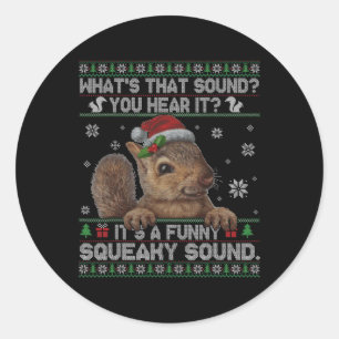 Sticker Rond C'est un Écureuil de Noël amusant