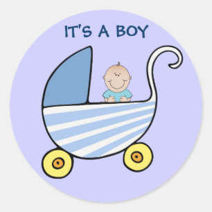 Sticker Rond C'est un faire-part bleu de douche de voiture