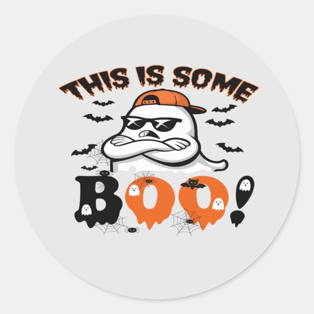 Sticker Rond C'Est Un Fantôme Drôle De Boo Halloween (Devant)