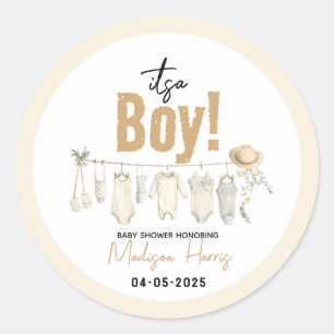 Sticker Rond C'est un garçon ! Baby shower Bleu - Cute & Sweet