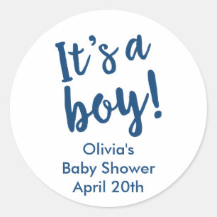 Sticker Rond C'est un garçon Baby shower Favor Tag Navy Blue