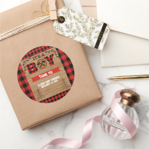 Sticker Rond C'est un garçon Baby shower rustique en bois