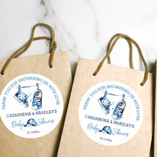 Sticker Rond C'est un garçon de chaussures bleu bébé, merci de