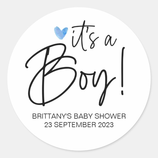 Sticker Rond C'est un garçon mignon Baby shower Favor Merci (Devant)
