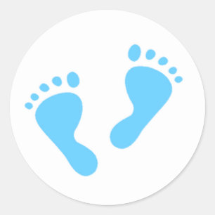 Sticker Rond C'est un garçon - pieds de bébé bleu