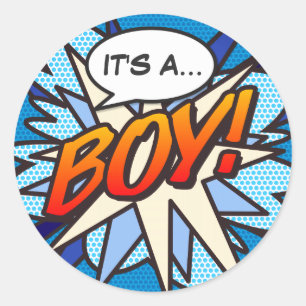 Sticker Rond C'EST UN GARÇON Révélation du sexe Fête rétro de b