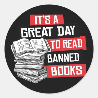 Sticker Rond C'est un grand jour pour lire des livres interdits