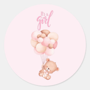 Sticker Rond C'est un jouet mignon en peluche avec des ballons