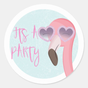 Sticker Rond C'est un parti   Sceau d'enveloppe de Flamant rose