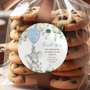 Sticker Rond C'est un petit baby shower de verdure pour éléphan