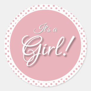 Sticker Rond C'est un point de Polka rose fille