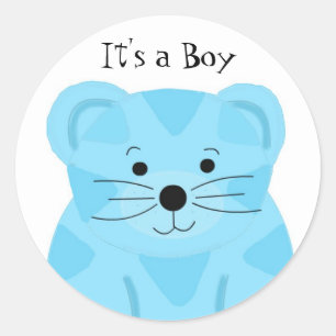 Sticker Rond C'est une annonce de naissance de bébé garçon Tigr