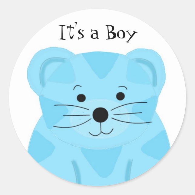 Sticker Rond C'est une annonce de naissance de bébé garçon Tigr (Devant)