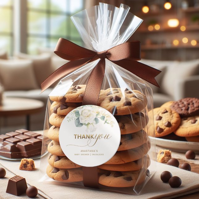 Sticker Rond C'est une Baby Shower pour garçon – Ballon Or et F (Créateur téléchargé)