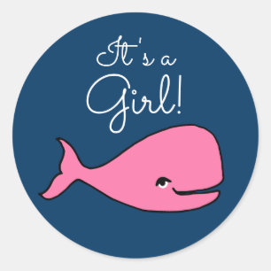 Sticker Rond C'est une baleine rose