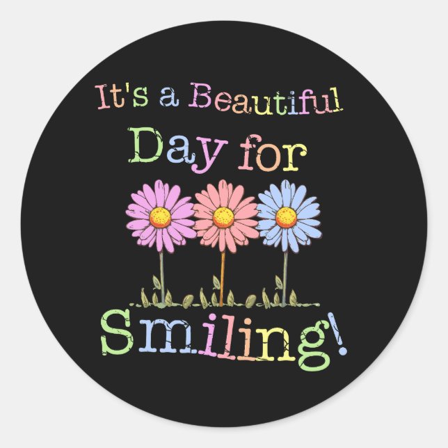 Sticker Rond C'est une belle journée pour le graphisme souriant (Devant)