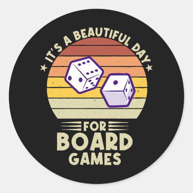Sticker Rond C'est une belle journée pour les jeux de société a (Devant)