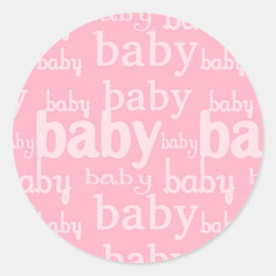 Sticker Rond C'est une fête de Baby shower rose fille