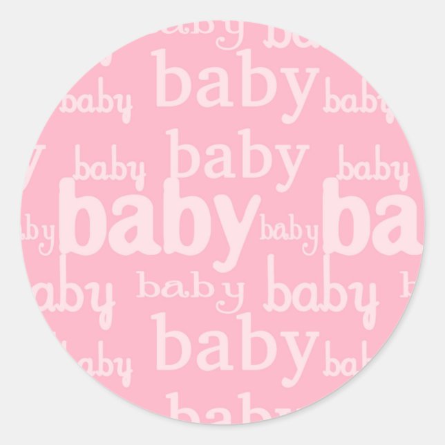 Sticker Rond C'est une fête de Baby shower rose fille (Devant)