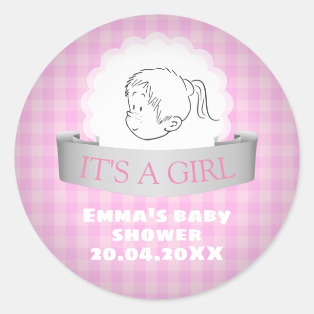 Sticker Rond C'est une fille (Devant)
