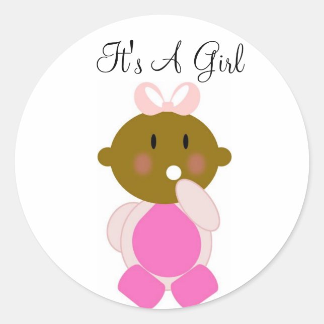 Sticker Rond C'est une fille (1) (Devant)