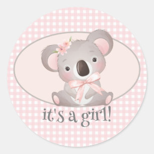 Sticker Rond C'est une fille, Baby Shower, Sceaux d'enveloppe r