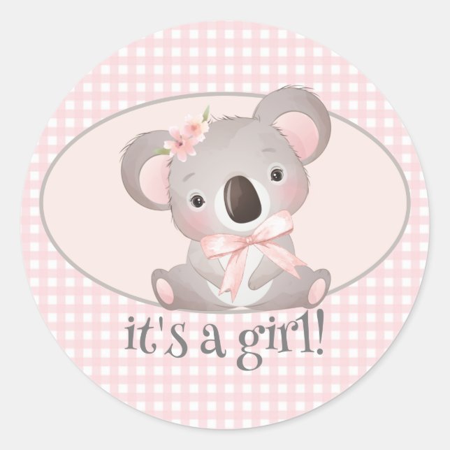 Sticker Rond C'est une fille Baby Shower, Sceaux d'enveloppe ro (Devant)