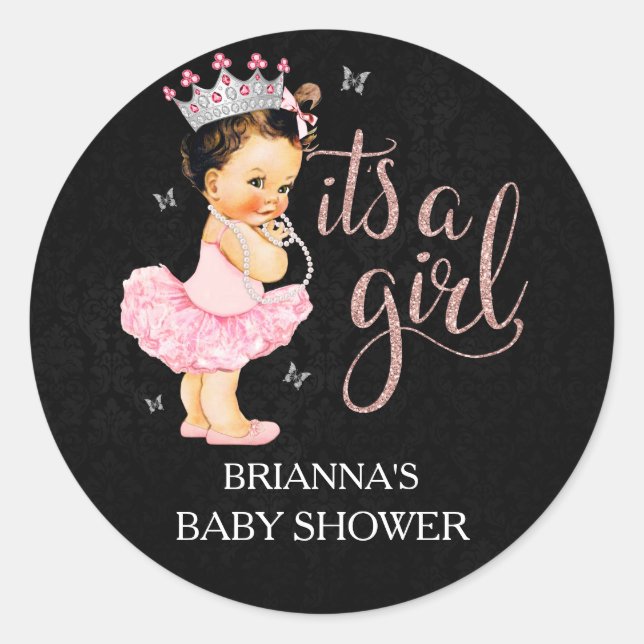 Sticker Rond C'est une fille C'est un Baby shower de fille (Devant)