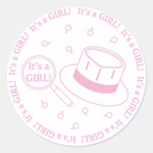 Sticker Rond C'est une fille ! faire-part