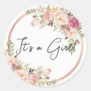 Sticker Rond C'est une fille ! Révélation de genre