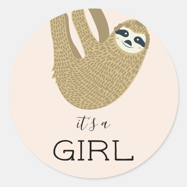 Sticker Rond C'est une Fille Sloth (Devant)